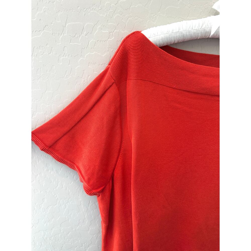 COLDWATER CREEK Silk Cotton Top Orange Boat Neck Short Sleeve Sweater Plus 3X - Picture 5 of 9